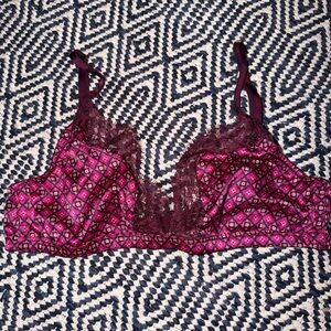 Victoria's Secret Fuchsia and Black Lace Bralette